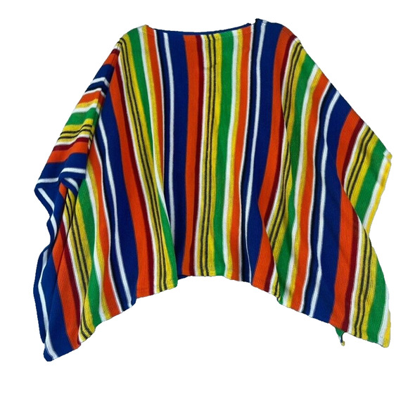 Lauren Ralph Lauren Cape Poncho Knit Womens S M Linen Cotton Striped Beach Color - Picture 2 of 7